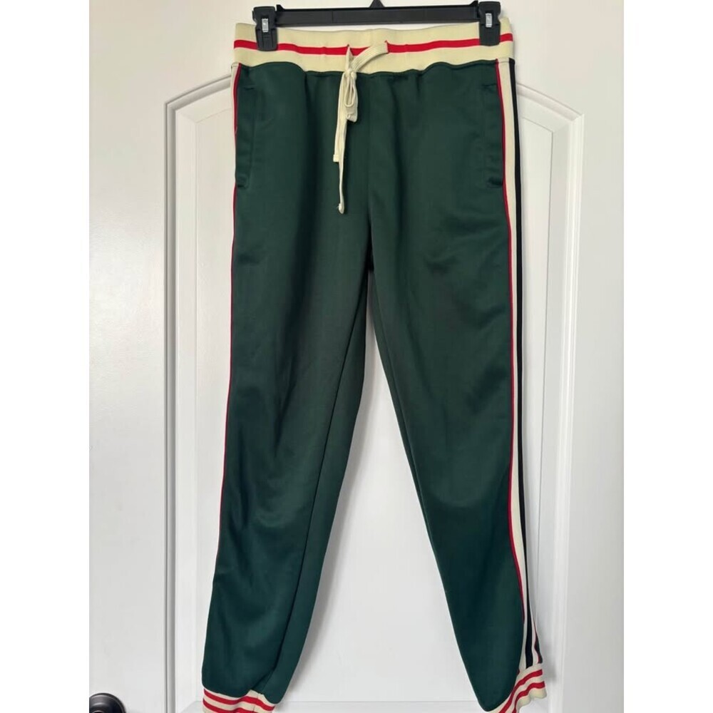 Victorious Men's Vice City Track Pants Green Striped Joggers Size Medium M